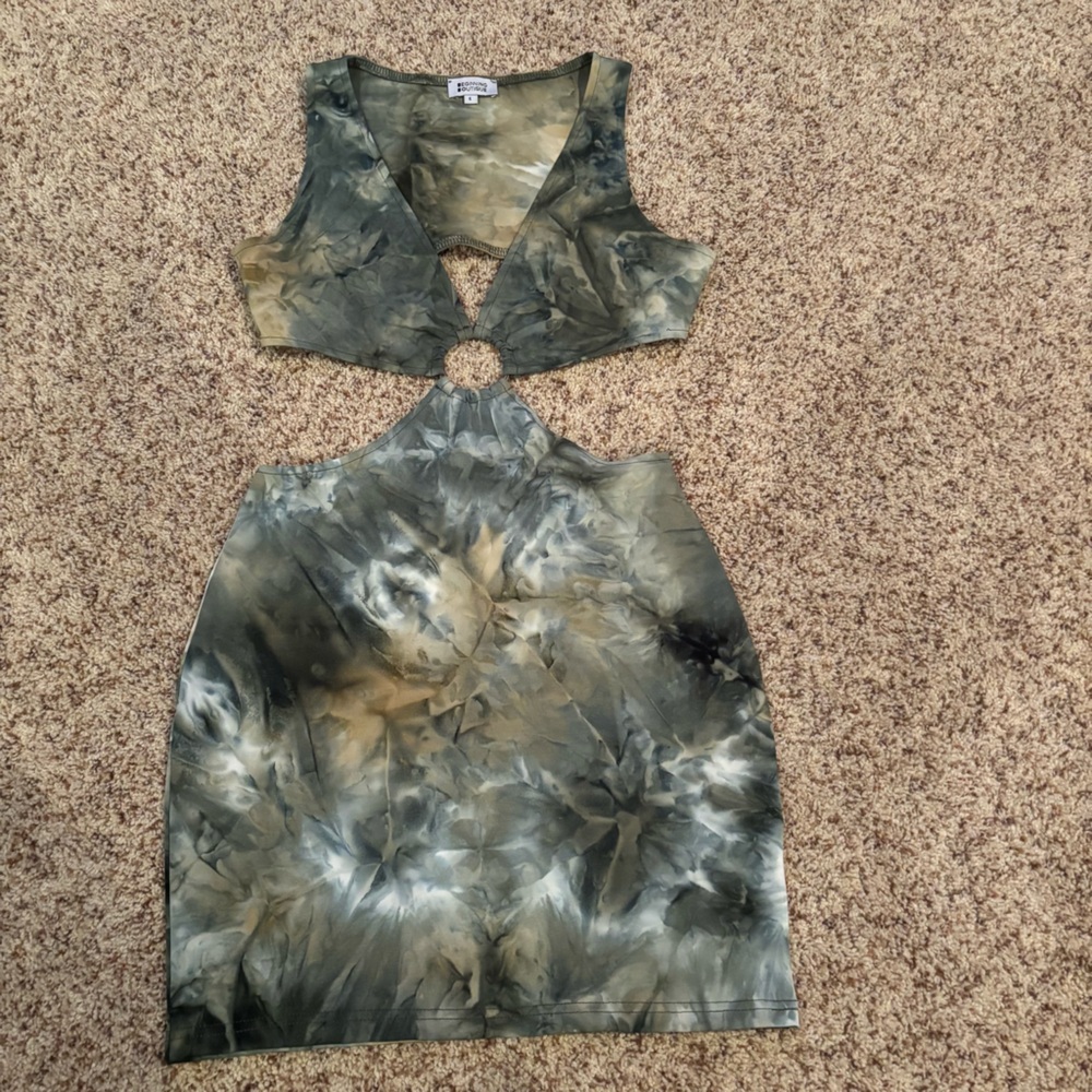 Beginning Boutique Tie-Dye Cutout Dress